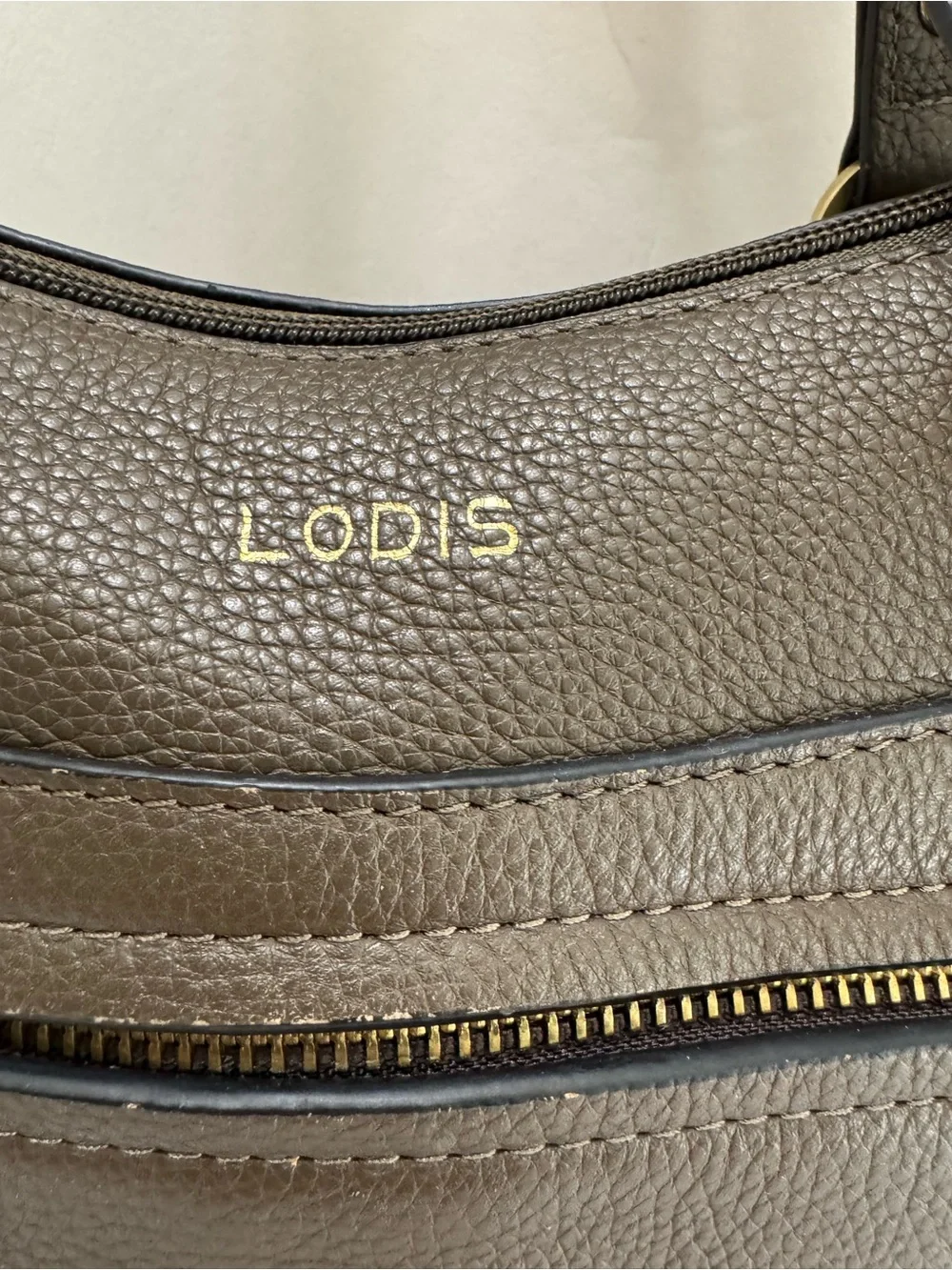 Lodis Margo Brown Olive Leather Satchel Crossbody Braided Top Handle